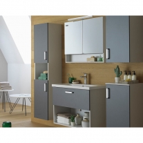 Set mobilier suspendat si lavoar Kolpasan, Evelin, 80 cm, gri antracit